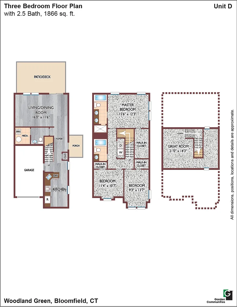 Floor plan $1.98/sq.ft. - 3 Bedroom Townhome_ Plan D