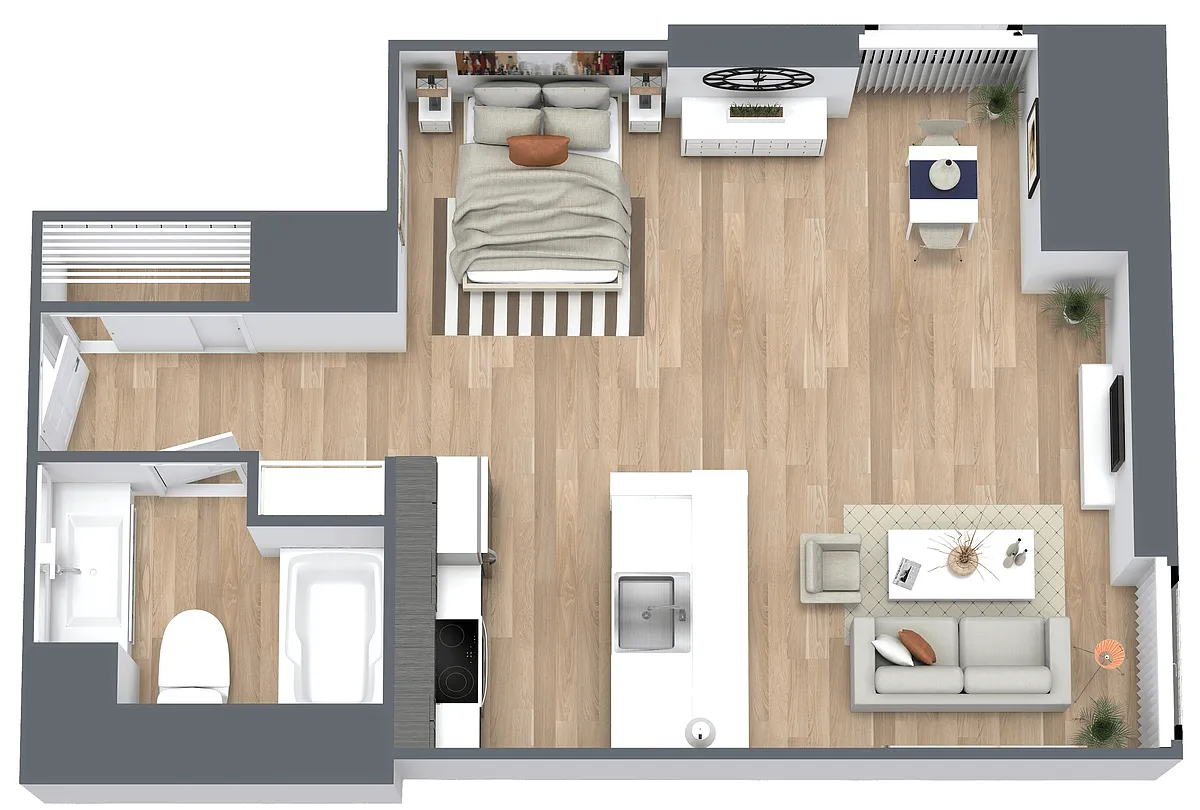 Floor plan S4: 0 Bed 1 Bath