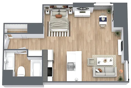 Floor plan S4: 0 Bed 1 Bath