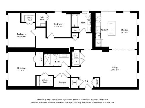 Floor plan Three Bedroom - 3N