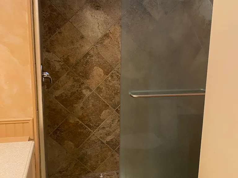 Walk in shower.