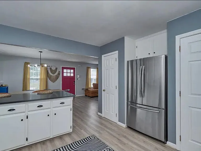 View from kitchen to dining and living room
