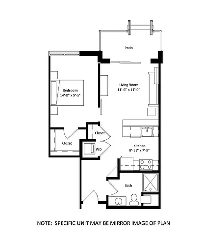 Floor plan Micro 1 Bedroom