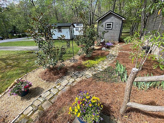 Side garden with rock path
