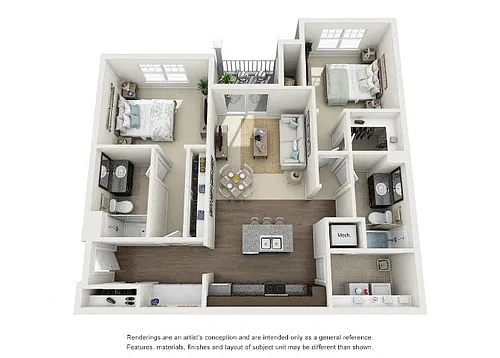 Floor plan Monticello, 2 Bed, 2 Bath