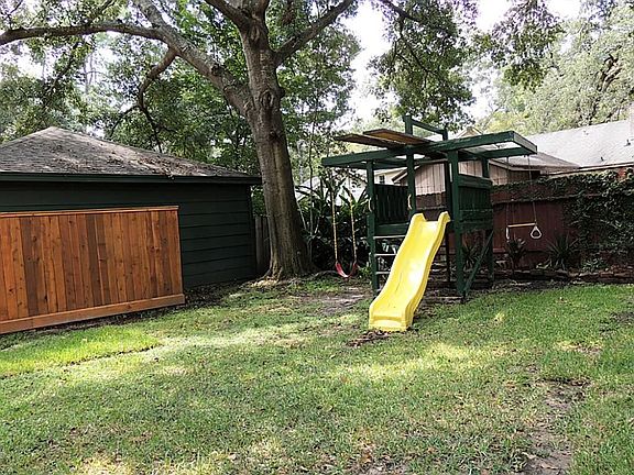 Play set in backyard.