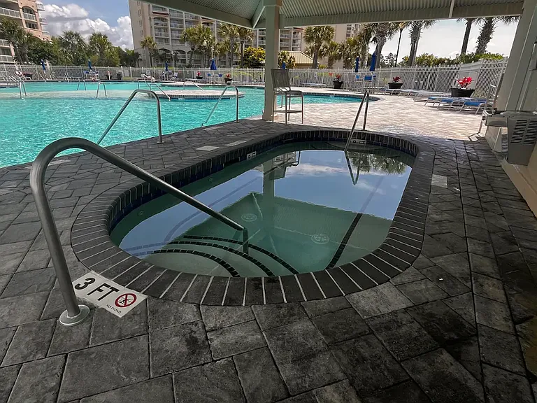Hot tub available year-round at the North Tower Pool for guests 14 and older.