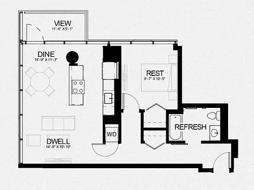 Floor plan 1 Bed / 1 Bath
