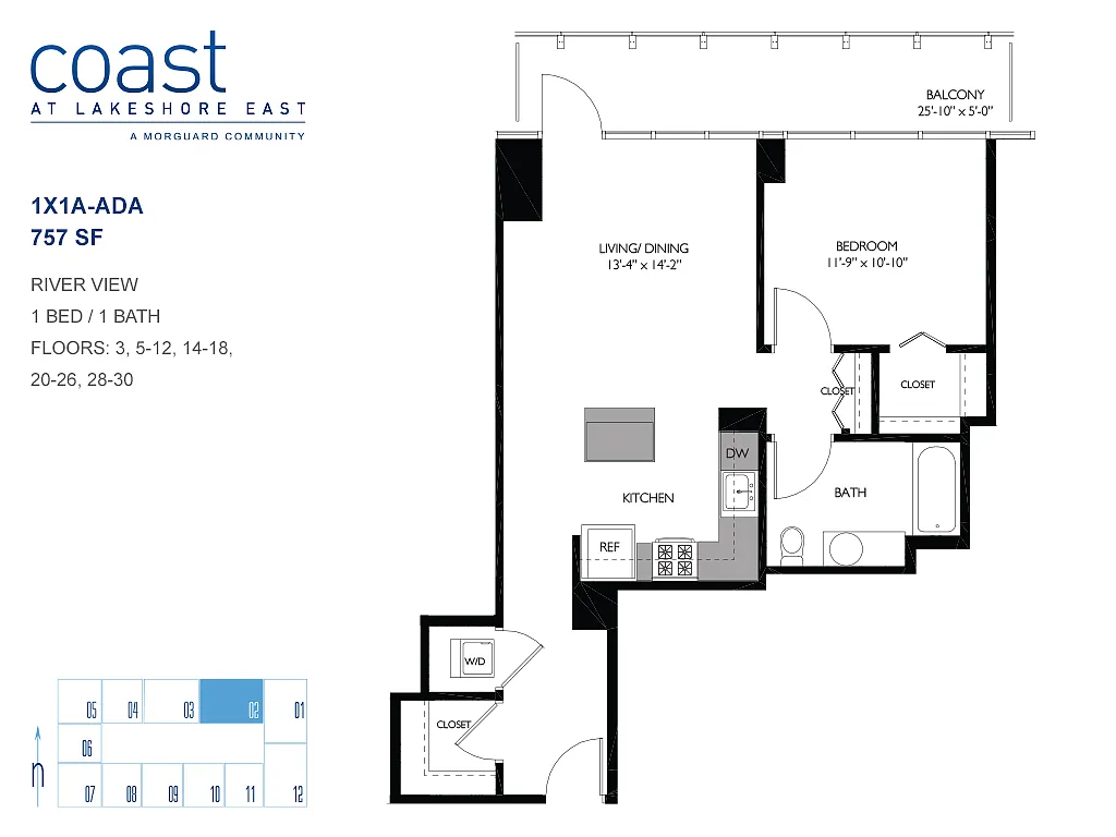 Floor plan 1x1A-ADA