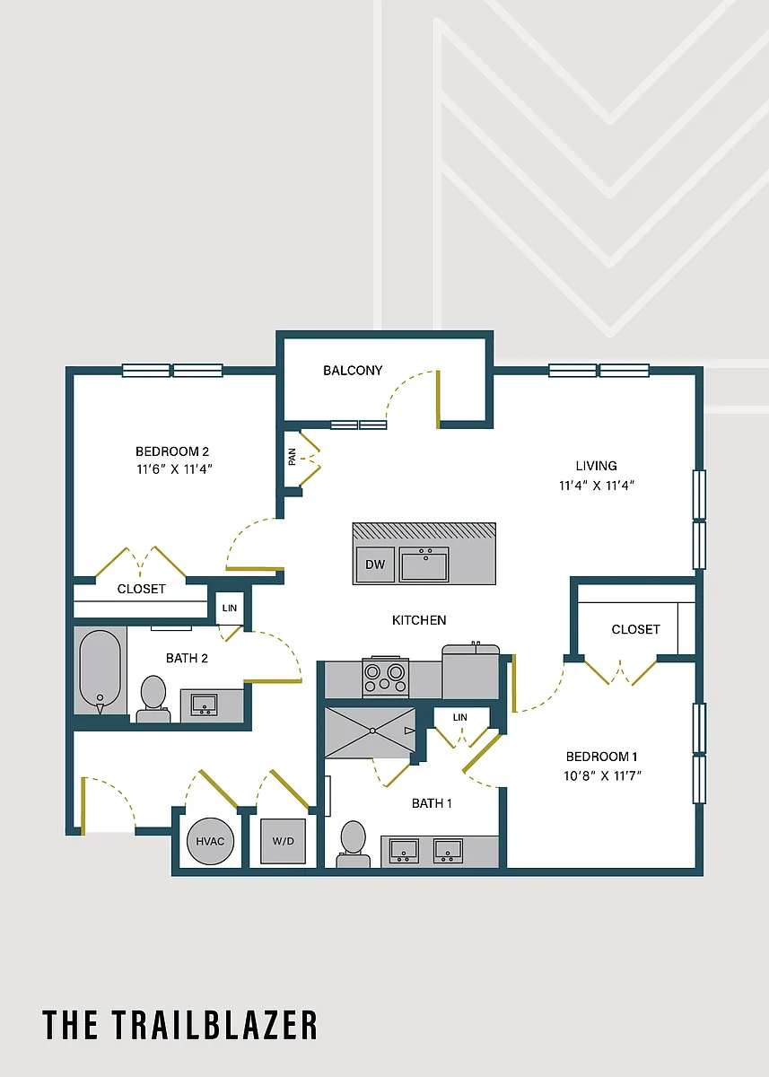 Floor plan The Trailblazer | 2 Bed | 2 Bath
