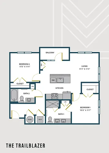 Floor plan The Trailblazer | 2 Bed | 2 Bath