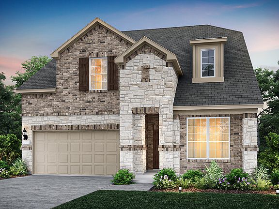 The Riverdale, a two-story home with 2-car garage, shown as Home Exterior D