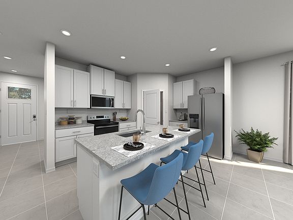Rendering of the Kitchen in the Orchid Floorplan.