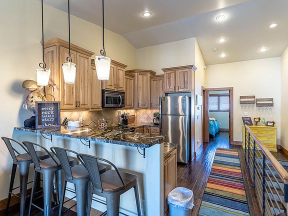 View of the kitchen from the living room.