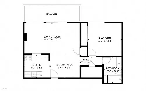 Floor plan 1X1 B