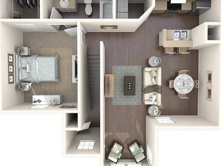 Explore this stunning one-bedroom apartment with an open-concept layout and modern amenities. Explore this stunning one-bedroom apartment with an open-concept layout and modern amenities.