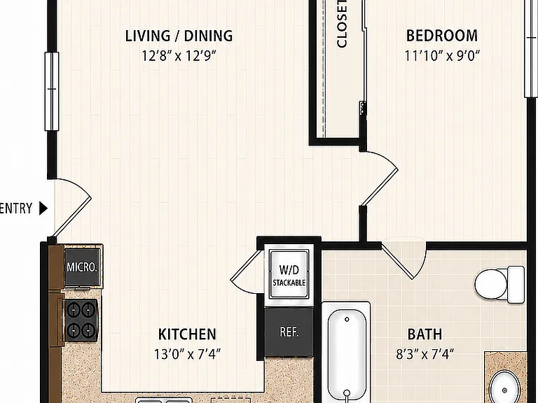 One Bedroom Floor Plan One Bedroom Floor Plan