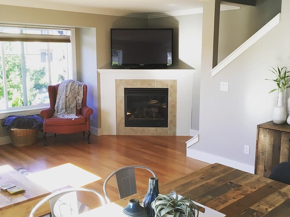 fireplace and TV