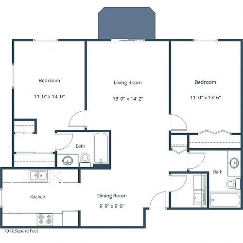 Floor plan Two Bedroom 22A