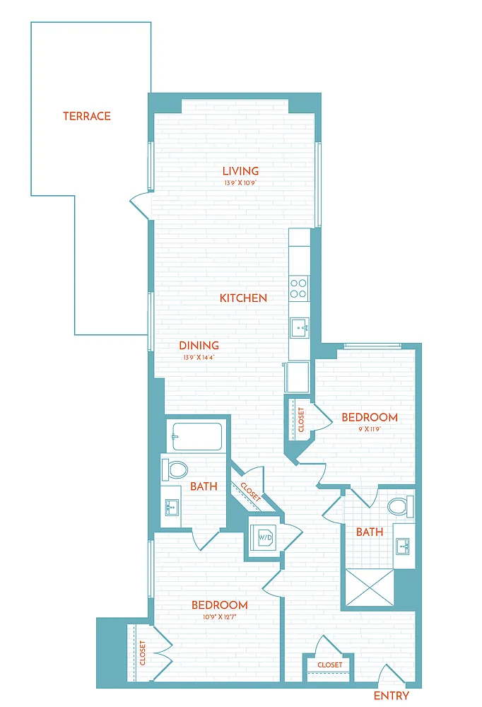 Floor plan F7 | 2 Bed | 2 Bath