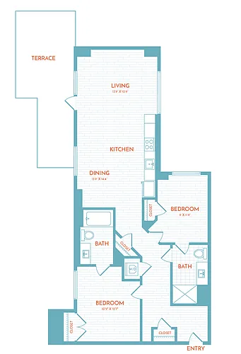 Floor plan F7 | 2 Bed | 2 Bath