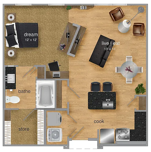 Floor plan One-bedroom One Bath