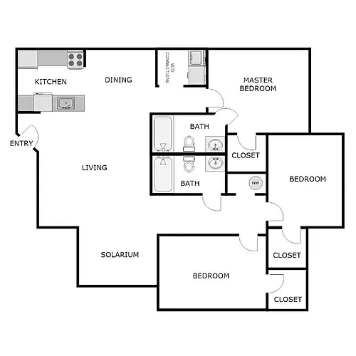 Floor plan 3 Bedroom 2 Bathroom - Split Bedroom Layout