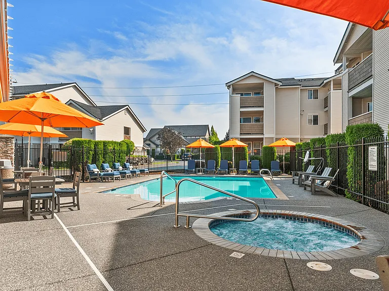 Relax by the poolside with spa amenities