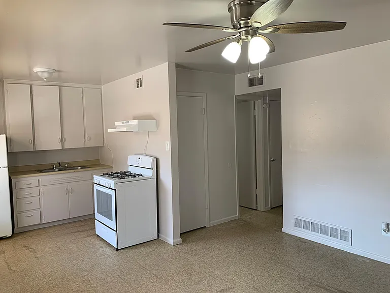 kitchen, gas stove with vent and Refrigerator included