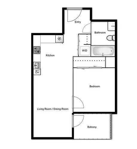 Floor plan 1 Bed 1 Bath F