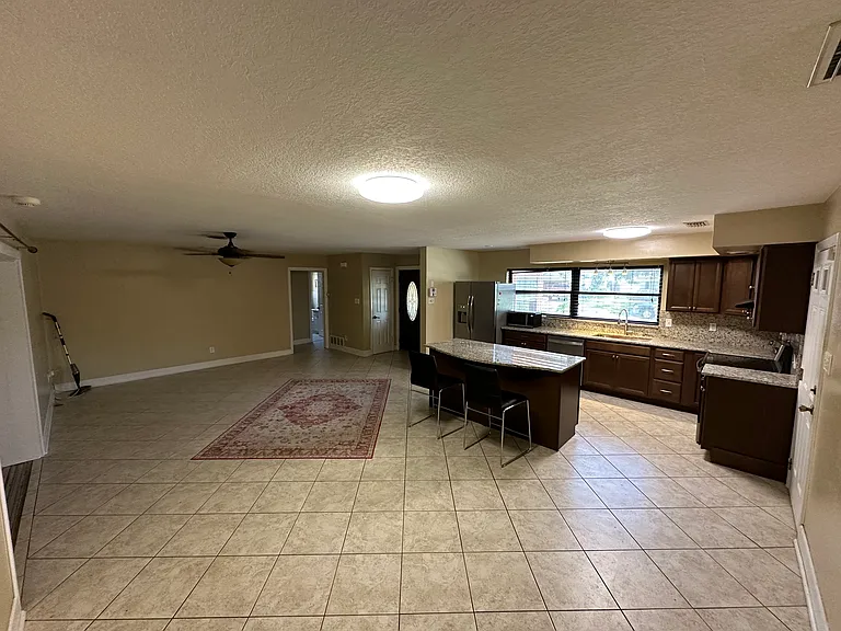 front room & kitchen