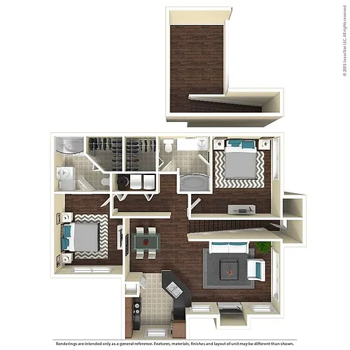 Floor plan B3 The Savannah - 2 Bedroom, 2 Bathroom