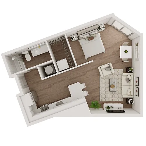 Floor plan 0 Bedroom, 1 Bathroom - 650 SF
