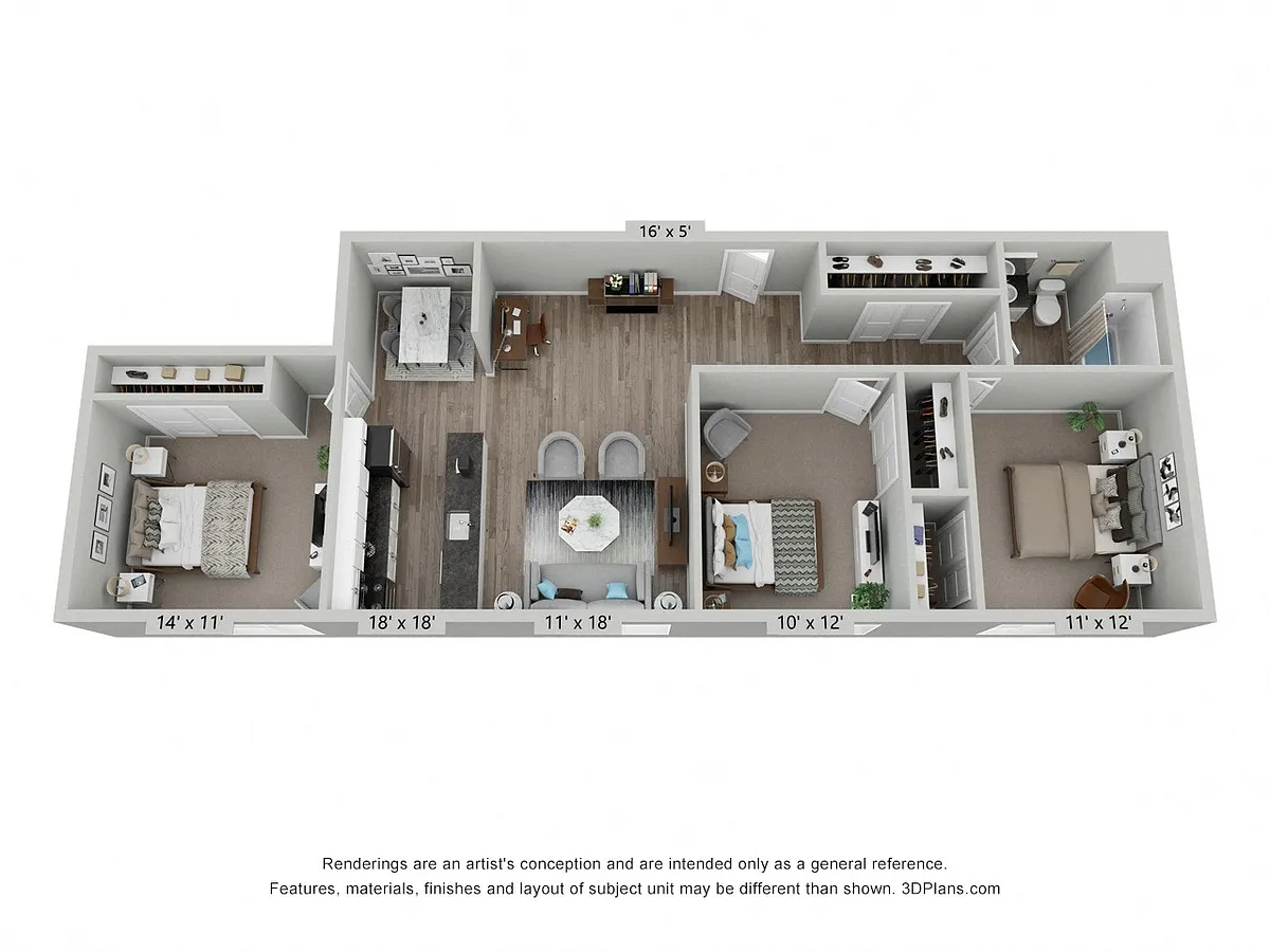 Floor plan Springwood Three Bed Flat