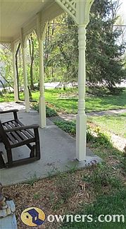 Front porch and flower beds