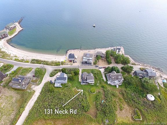 Aerial picture showing the proximity of 131 Neck Rd to LI Sound which is across the street.
