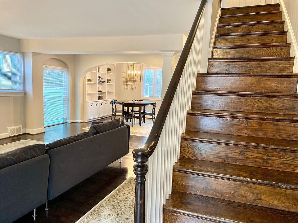 Stairs leading to top floor (view inside when entering from front door)