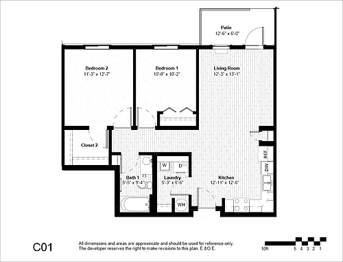Floor plan Two Bedroom One Bath