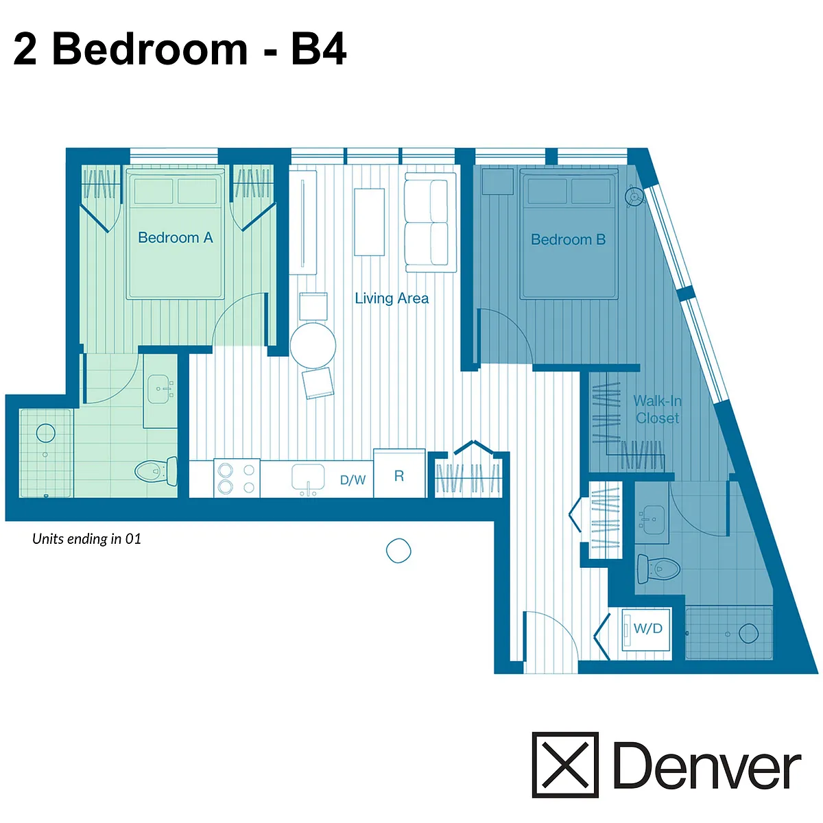 Floor plan 2 Bedroom - B4 Layout