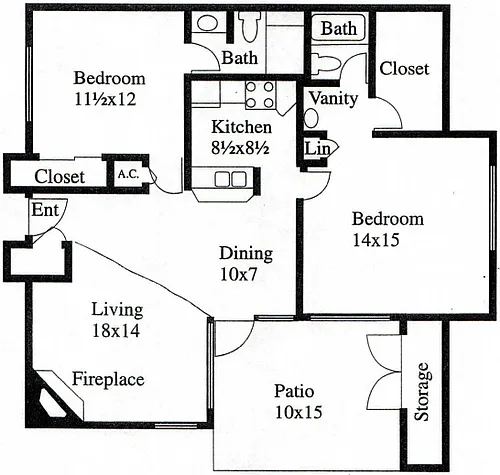 Floor plan Two Bedroom Duplex