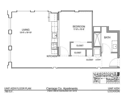 Floor plan c1-790 - 1 bed, 1 bath