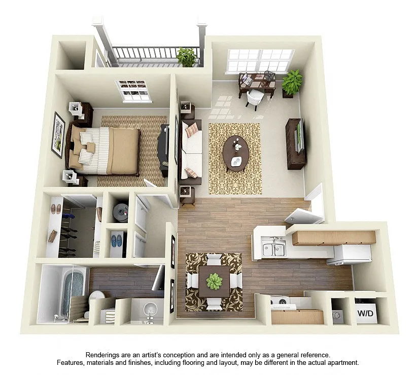 Floor plan 1BD 1BA