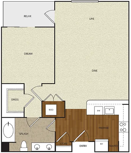 Floor plan 1 Bed 1 Bath 4C