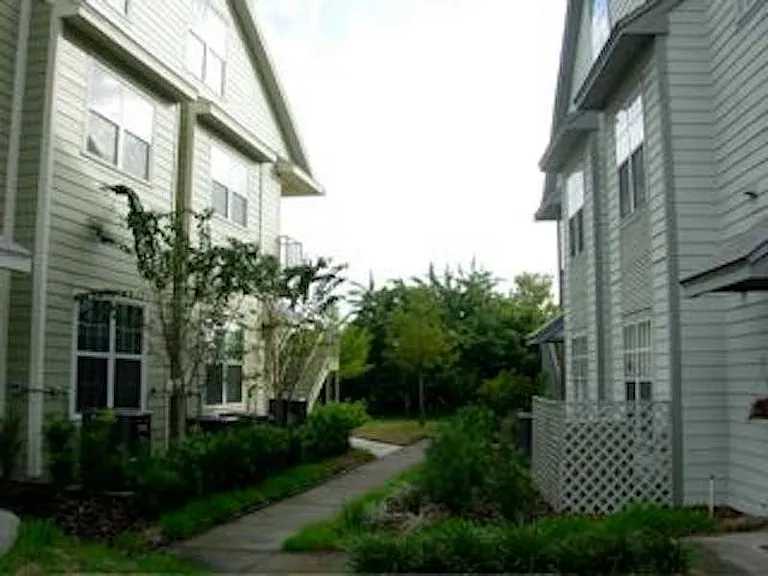 Between buildings