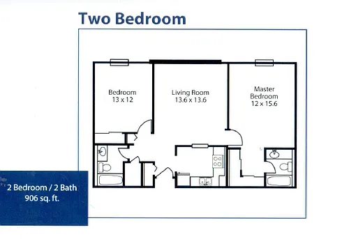Floor plan 2 Bedroom Market