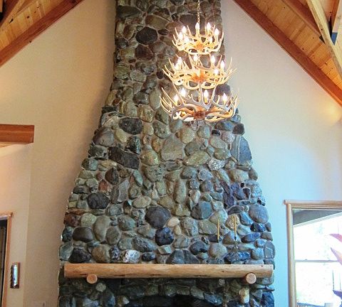 Soaring rock fireplace