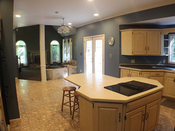Looking through kitchen to family room