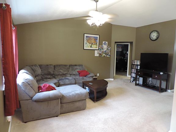 Living room view from the kitchen; great light during the day