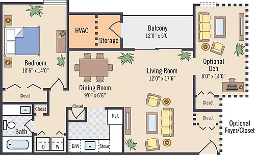 Floor plan 1 BEDROOM 1 BATH