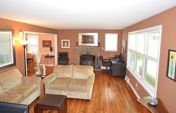 Living Room with Stone Fireplace